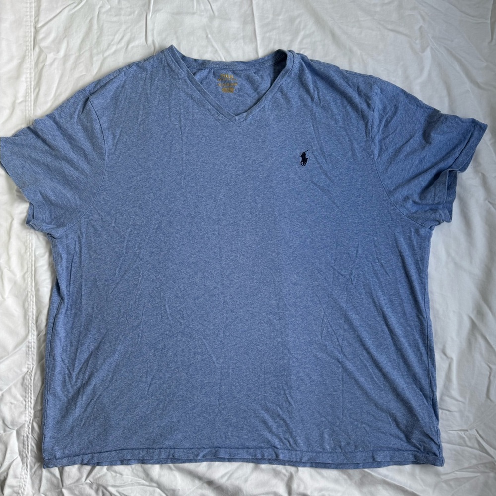 Polo by Ralph Lauren Men's Heather Blue V-Neck Tee